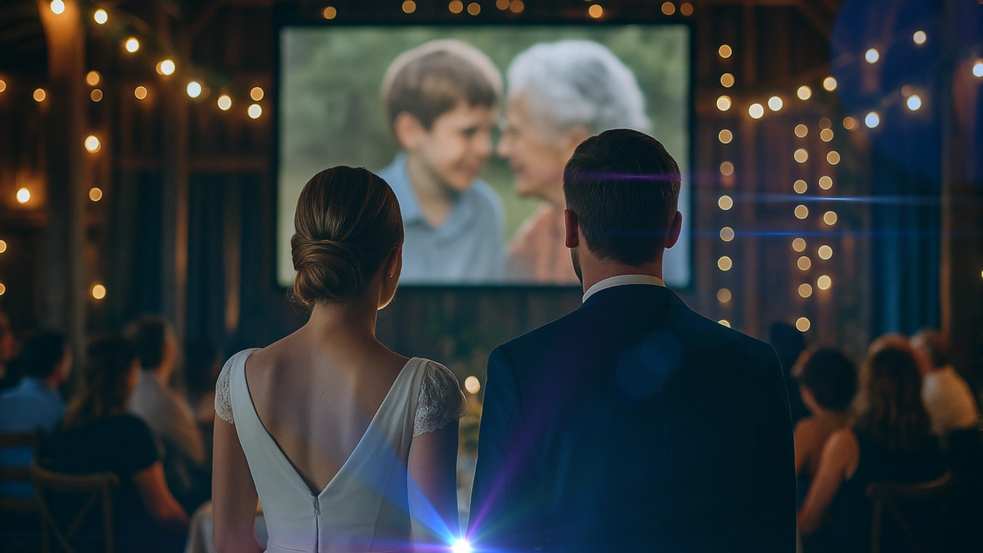 couple visionne vidéo surprise mariage copie couple regardant la vidéo surprise de son mariage